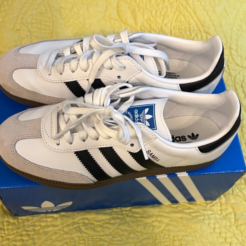 Adidas Samba White and Black Trainers